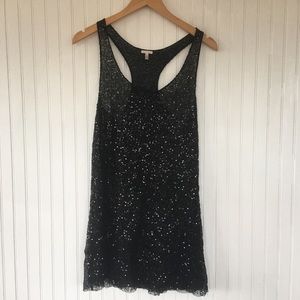 Victoria's Secret Sheer Black Sequin Tank Top Med